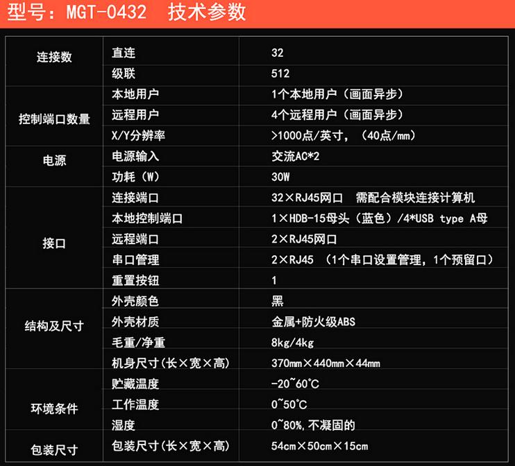 4控32 kvm切換器【MGT0432】規格參數